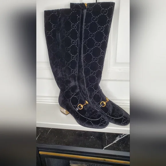 AUTHENTIC GUCCI SUEDE SIGNATURE BOOTS - Picture 2 of 13